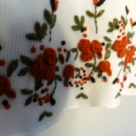 Teddi cardigan faux twin set (tank panel) white embroidery accent XL 1X - Picture 3 of 6